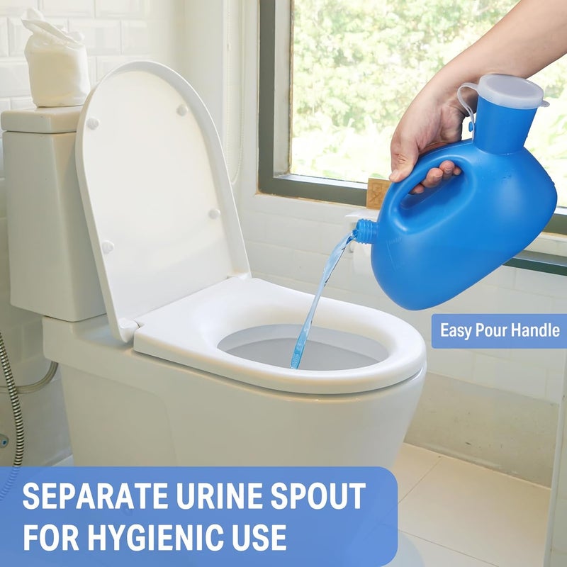 ONEDONE Urinals for Men -Spill Proof Men's Urine Bottle with 47" Hose Portable Male Urinal w/Separate Urine Outlet 68 OZ Pee Bottle for Seniors Hospital Home Camping Car Travel - Image 3